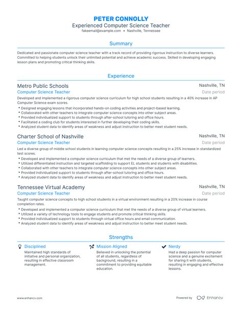 5 Computer Science Teacher Resume Examples & Guide for 2023