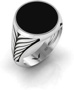 Vitra Jewellery Diraso ring, Natural Black Onyx Ring For Men Silver ...