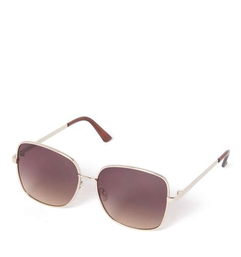 Buy Gold/Chocolate Lillian Square Metal Frame Sunglasses Online