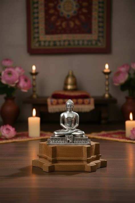 Pure 925 Silver Lord Mahavir Statue for Peace & Ahimsa – Argentum Arts