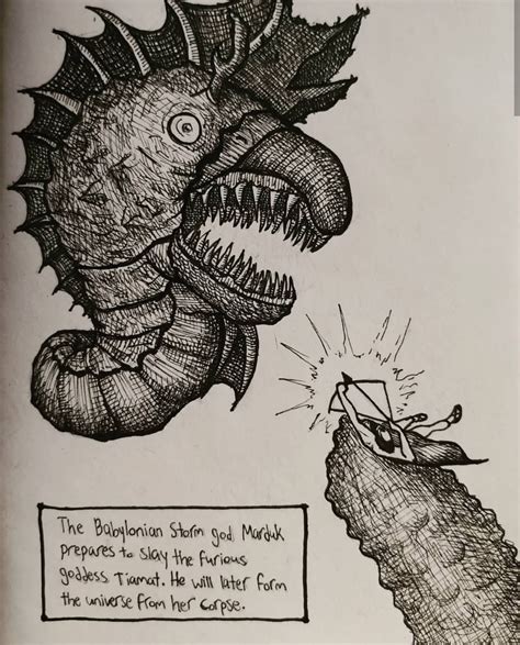 My interpretation of the battle between Marduk and Tiamat from the ...