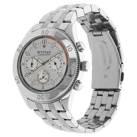 Titan Octane Silver Dial Chronograph Stainless Steel Strap Watch for M ...