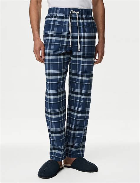Buy Pure Cotton Checked Loungewear Bottoms at Marks & Spencer