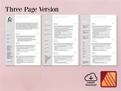Affinity Publisher Editable Resume Template With Photo | Professional ...