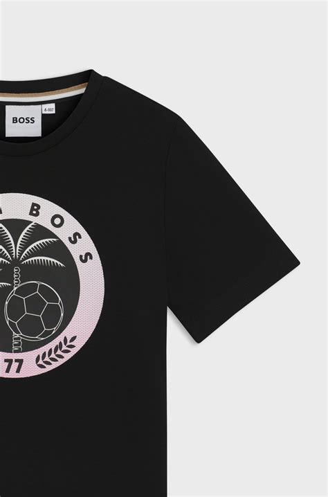 BOSS - Kids' T-shirt in cotton with creative artwork - Black