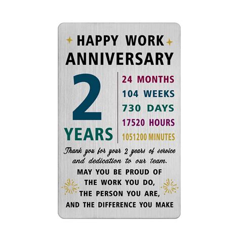 Richesele 2 Year Work Anniversary Card – 2nd Anniversary Work Gifts ...