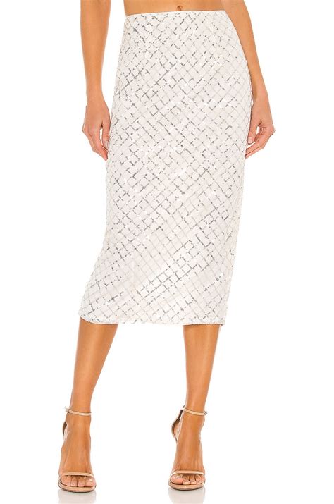 Camila Coelho Enrico Midi Skirt in Silver | REVOLVE