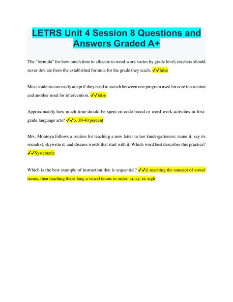 LETRS Unit 4 Session 8| Questions and Answers. – Scholarfriends ...