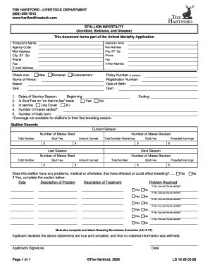 Fillable Online Stallion Infertility - Accident, Sickness and Disease ...