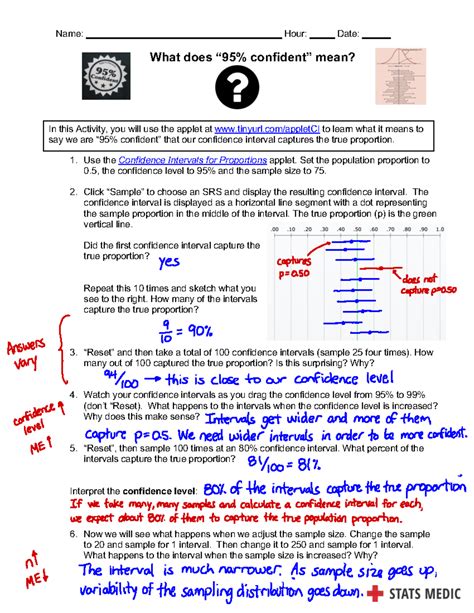 Stats+Medic+-+What+is+a+Confidence+Level+Answer+Key - Name: Hour: Date ...