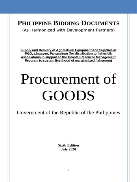 Supply and Delivery of Agricultural Equipment and Supplies at PGO ...