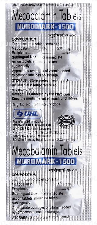 Nuromark 1500 Mcg Tablet 10 - Uses, Side Effects, Dosage, Price | Truemeds
