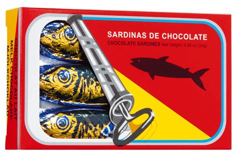 Latas de Sardinas, Display, Sardinen aus Vollmilchschokolade, Display ...