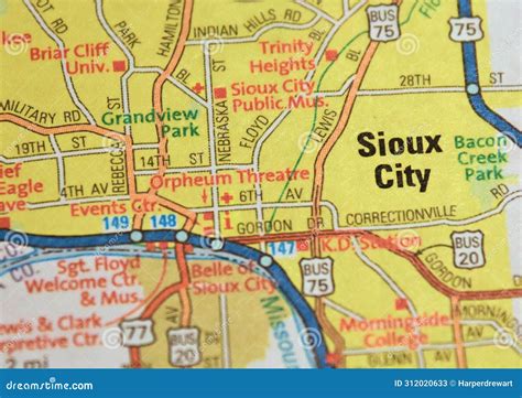 Map Image of Sioux City, Iowa Stock Image - Image of cartography, theatre: 312020633