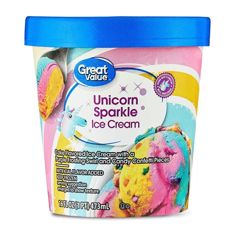 Great Value Unicorn Sparkle Ice Cream, 16 fl oz - Walmart.com | Flavor ...