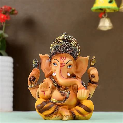 ascension Resin Handcrafted Ochre Hindu Lord Ganesha Ganpati Gajanand ...