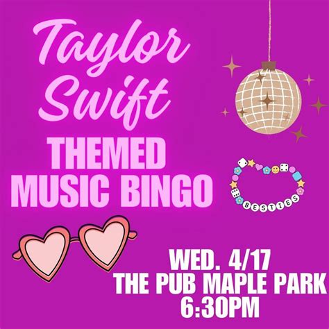 Taylor Swift Music Bingo at The Pub Maple Park - Back by Request, 221 ...