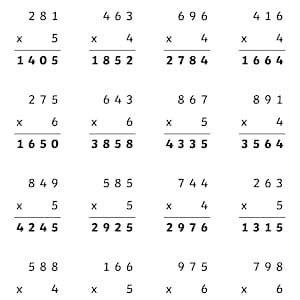 Multiplying 3-Digit Numbers By 1-Digit Numbers Worksheets