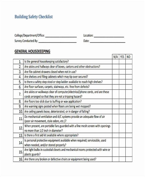 Image result for Building Security Checklist Template
