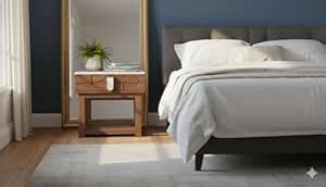 Marble Top Bedside Table with Drawer, Dark Wood Finish, Bottom Shelf ...