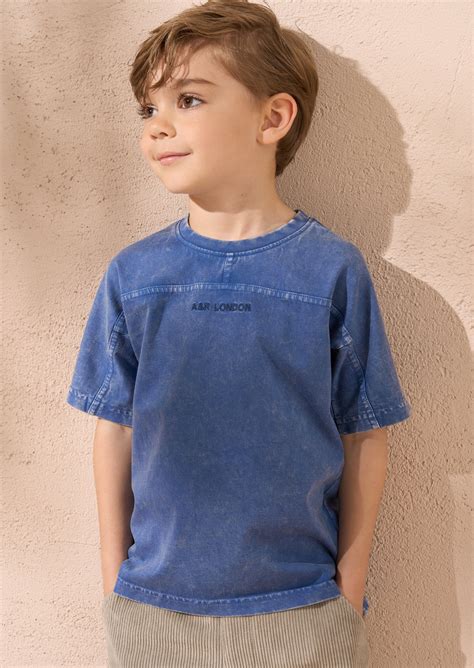 Angel & Rocket Boys Self Textured Blue T-shirts