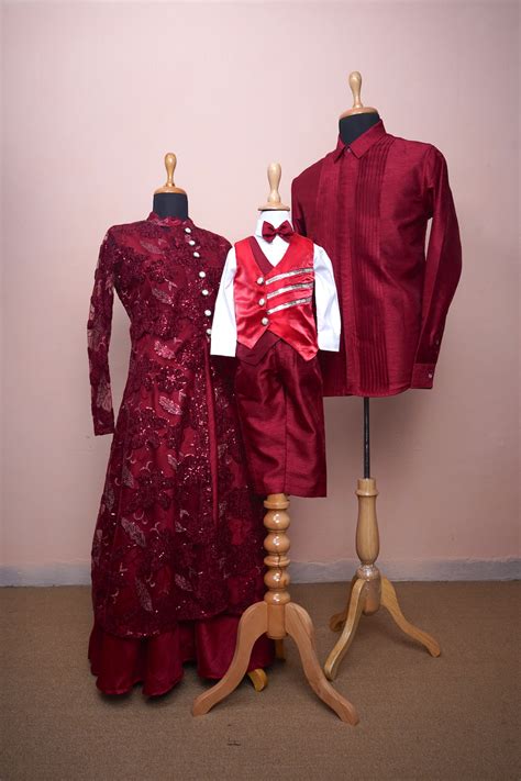 Maroon Family Matching Outfits for Party & Wedding Wear – Coordinated ...