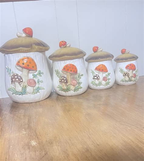 Vintage Merry Mushroom Canister Set - Etsy