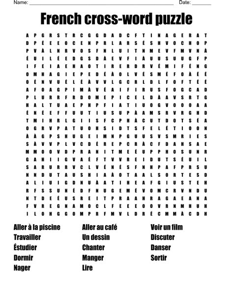French cross-word puzzle Word Search - WordMint