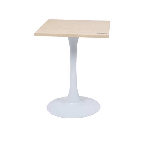Buy White Pole Table Base Beige Top For Cafe – Gharnish