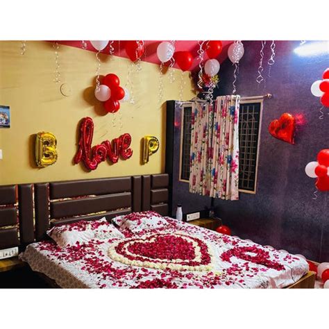 First night room balloon decoration services with balloon & flower in ...