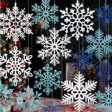 Amazon.com: 24 PCS Large Snowflakes Ornaments - Outdoor Christmas Decor ...