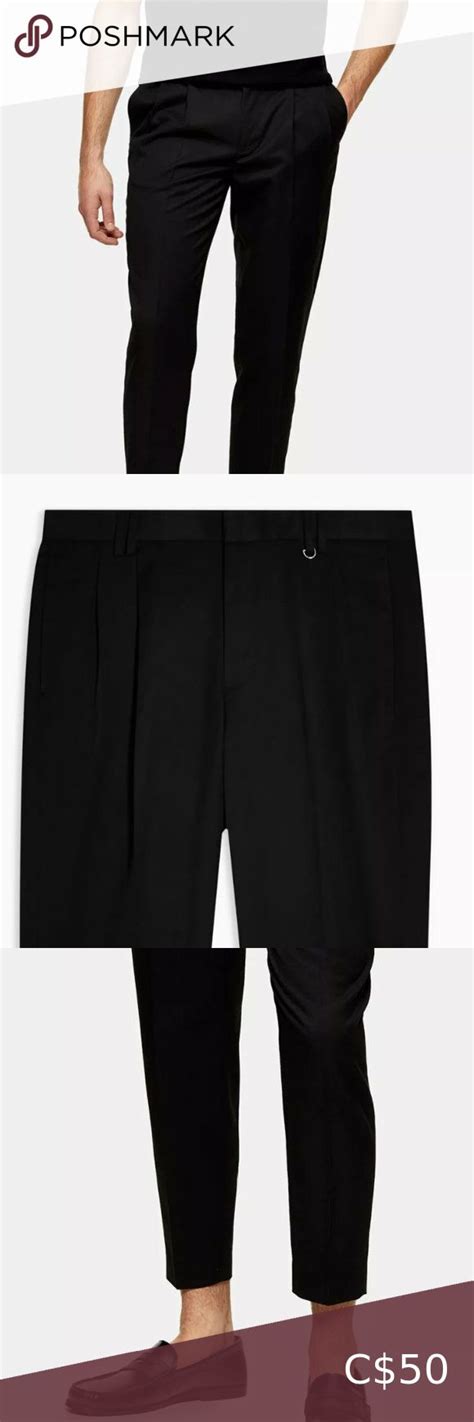Black Double Pleated Tapered Trousers | Tapered trousers, Clothes ...