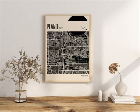 Print Map PLANO Texas City Map Terracotta Prints Green and - Etsy