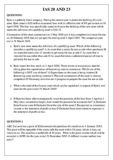 IAS 20,23 HW - VERY GOOD - IAS 20 AND 23 QUESTION Byte is a publicly ...