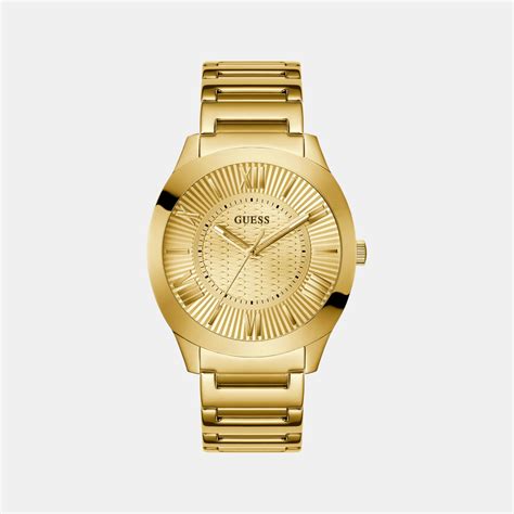 Guess Dress Men Quartz Champagne Dial Analog Stainless Steel Watch ...