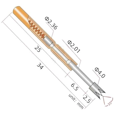 Probots P156-Q2 Pogo Pin with 4-Point Crown Shaft Tip for PCB Testing ...