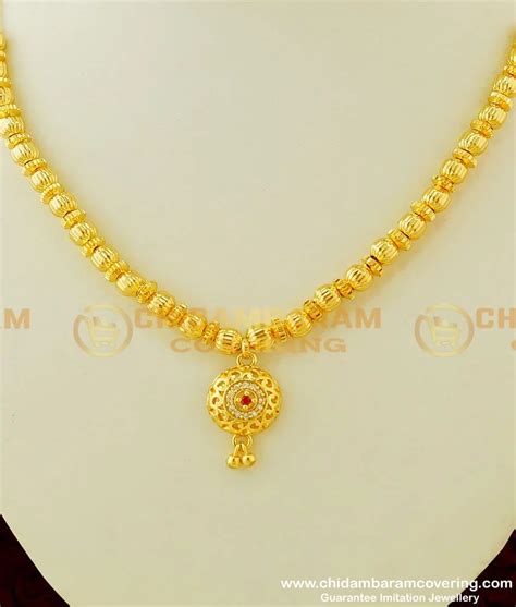 Buy New Model Stunning Gold Simple Gold Beads Necklace with Stone ...