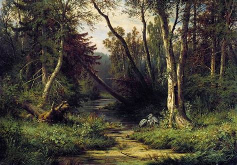 Лесной пейзаж с цаплями 1870 79х112 (картина) — Иван Иванович Шишкин