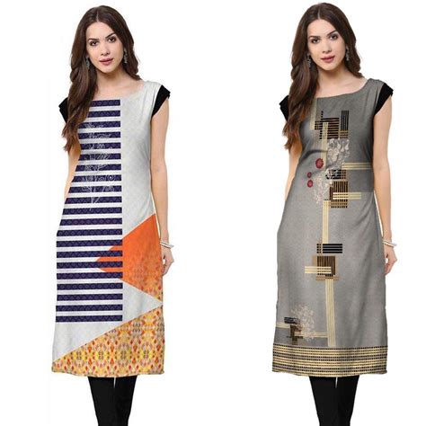 Buy Vastrachi Heavy Crepe Combo of 2 Style Kurtis Calf Length (XL ...