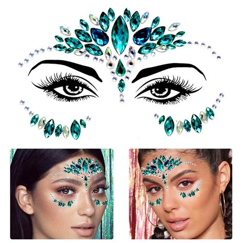 Buy MAYCREATE® Rhinestone Face Decoration Jewelry Sticker Peacock ...