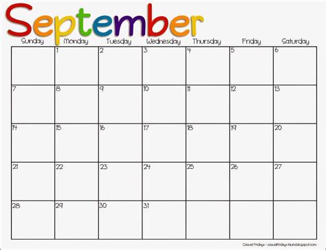 Printable Calendar For Sept