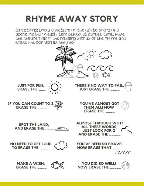 Rhyme Away Stories--beach for Preschool/prek/kinder - Etsy