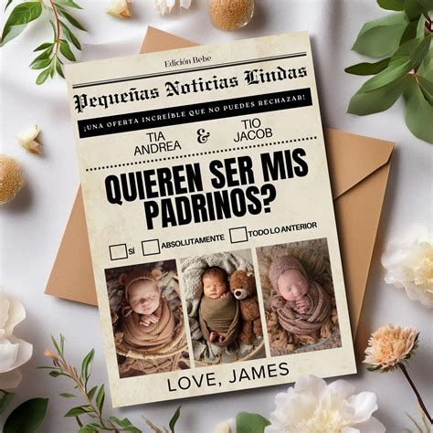 Padrinos Proposal in Spanish, Quieres Ser Mis Padrinos Bautismo ...