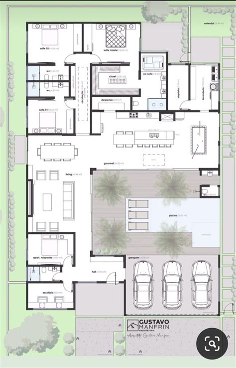 Spacious House Floor Plan with Two Car Garages