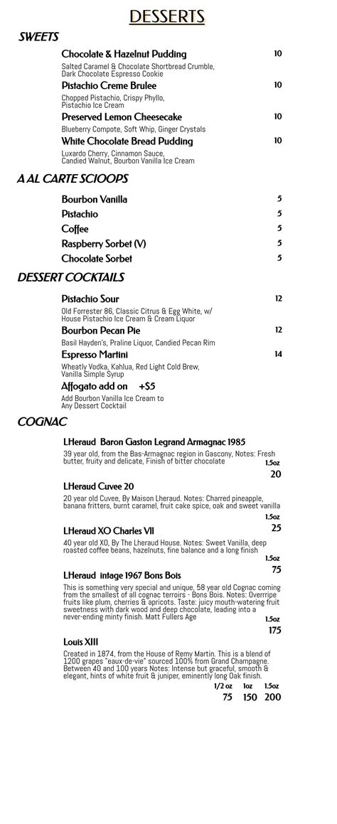 Daily Menu — 501 PRIME
