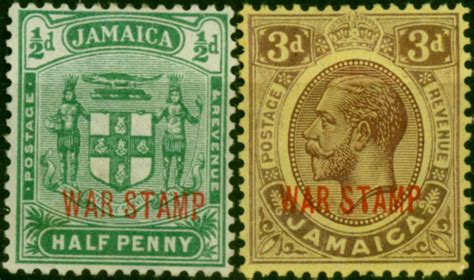 Jamaica 1919 War Stamp Set of 2 SG76-77b Fine MM Stamps|Empire Philatelists