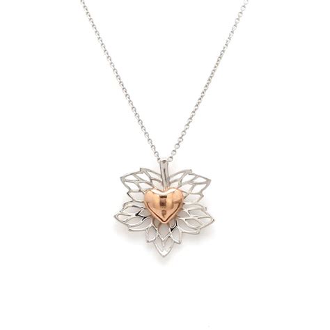 Jewelove™ Pendants Maple Leaf Heart Platinum Rose Gold Fusion Pendant ...