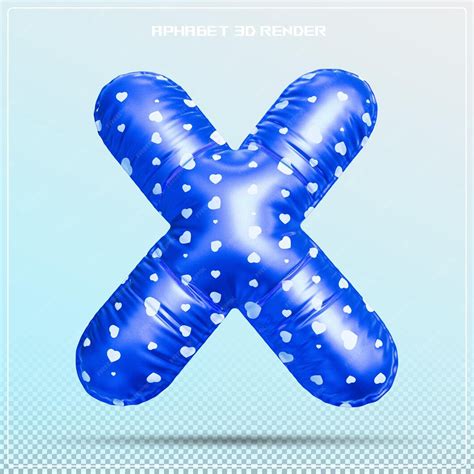 Premium PSD | Bubble letter x font blue alphabet 3d render