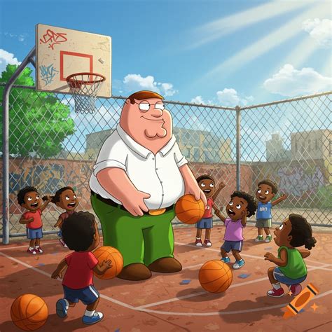 Cartoon of Peter Griffin giving food to smiling African children in a ...