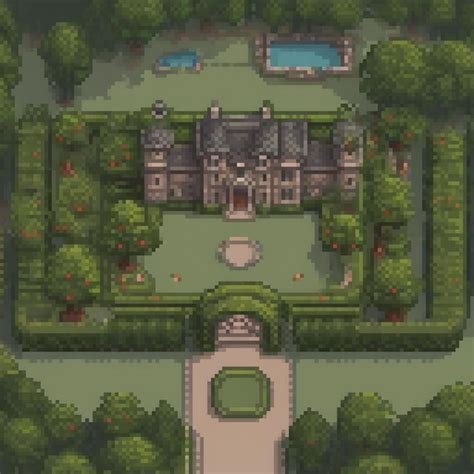 Mapa de mansão de pixel art com piscina central | imagem Premium gerada ...